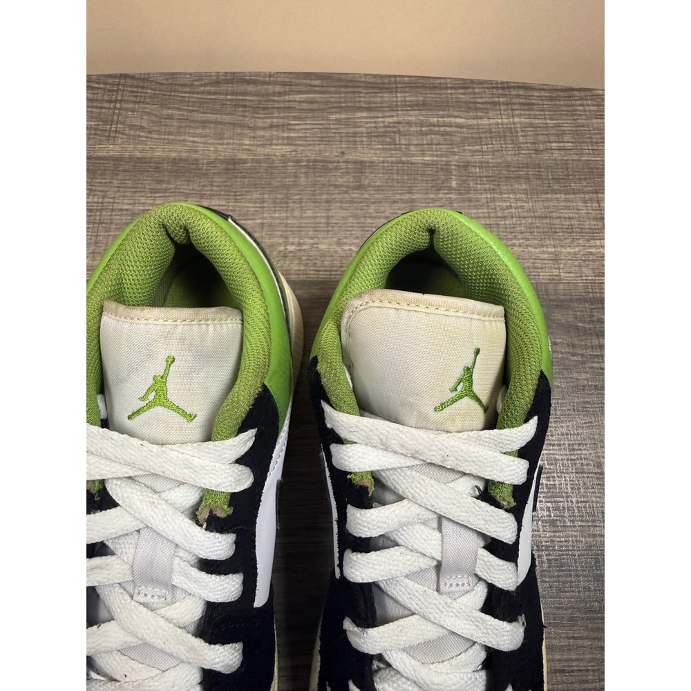 Jordan 1 Low SE Floral Vivid Green Black White Kids Sneakers 6Y DQ8389-100